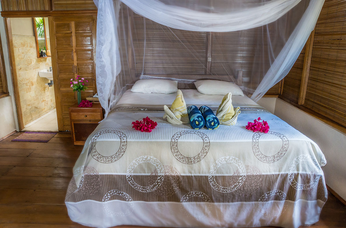 Sea Front Bungalow Bedroom, Seabreeze Resort, Bunaken Island, Manado, Indonesia